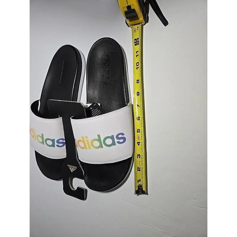 Adidas Adilette Comfort Slides 14 Women's / 13 Men's WHITE RAINBOW H02488 Sandal - Picture 7 of 8